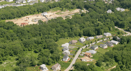 aerial of housing development