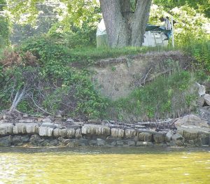 Coastline showing signs or erosion. 